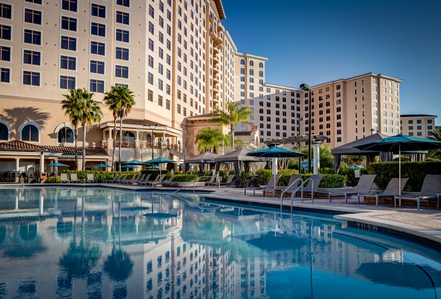 One of four outdoor swimming pools, ready for guests to enjoy the Orlando sunshine!