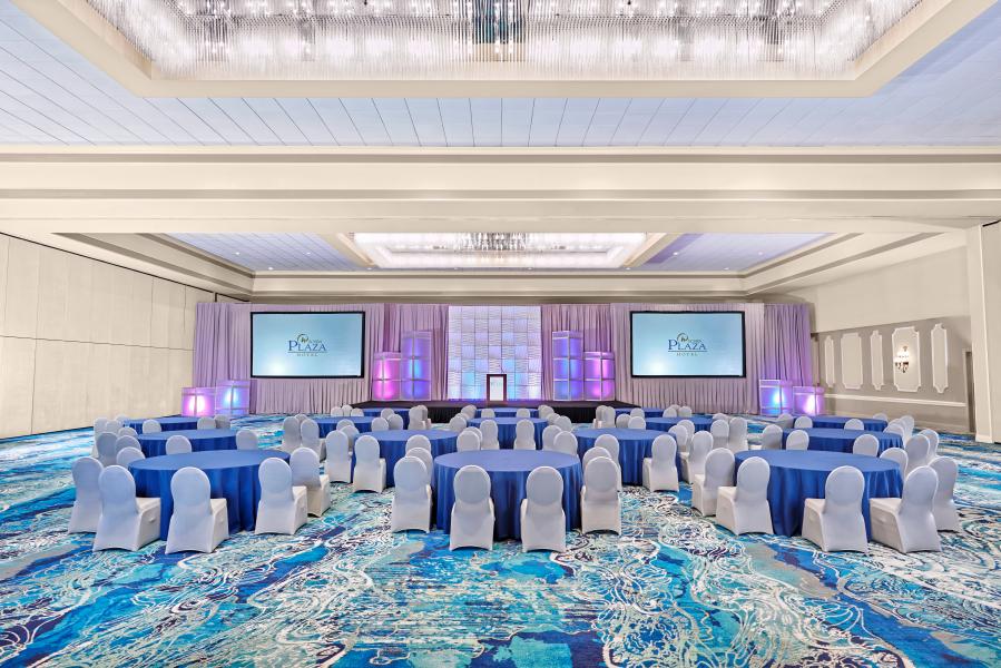 With ceilings soaring up to 22 feet high, The Grand Ballroom features 26,000 square feet of carpeted event space.